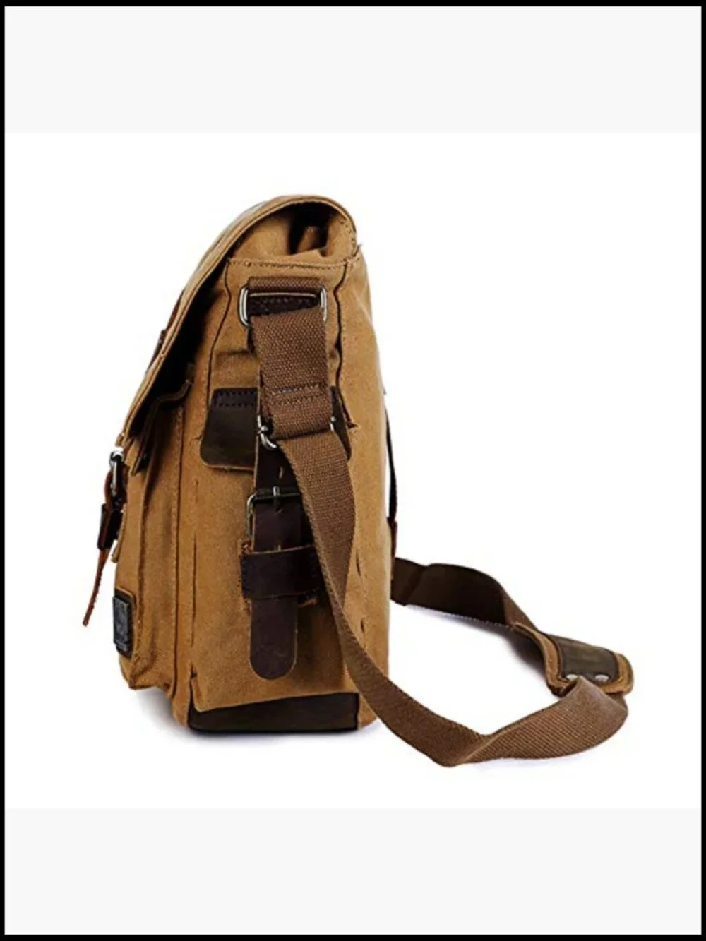 Vintage Military Leather Canvas Messenger Laptop Bag Retro Shoulder Bag